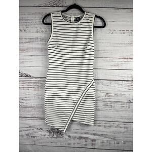 Dailylook Dress Women's Small Stripe Sleeveless Asymmetrical Hem Fitted Casual